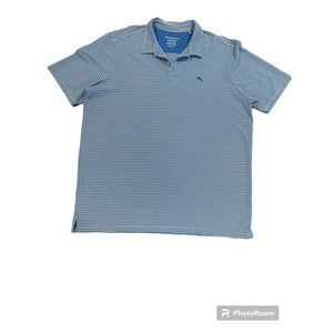 Tommy Bahama Island Zone Polo 3XLT  Blue Stripe Cotton Blend